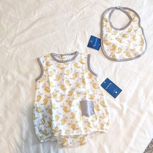 Magnolia baby banana bubble outfit with matching bib